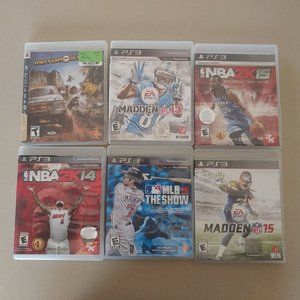 PS3 Sports Video Game LOT of 6 (Sony PlayStation 3) NBA MLB Madden Motorstorm